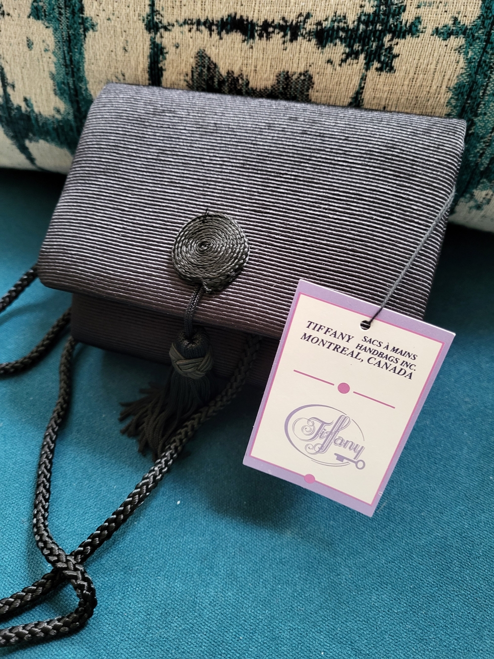 Tiffany & Co. Black Textured Evening Clutch with Tassel